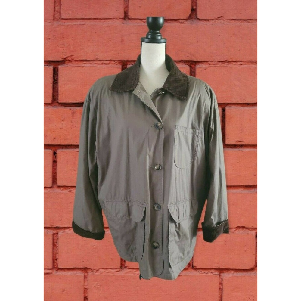 Women's Portrait Brown Barn Chore Coat Corduroy Trim Flannel Lined Sz L